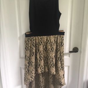 High low dress black with gold lace.  Size small